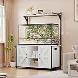 YITAHOME 40-120 Gallon Reptile Tank Stand with Power Outlet, Heavy Duty Aquarium Stand with Accessories Storage Cabinet - Metal Fish Tank Stand for Turtle, Reptile, 1100LBS Capacity, White