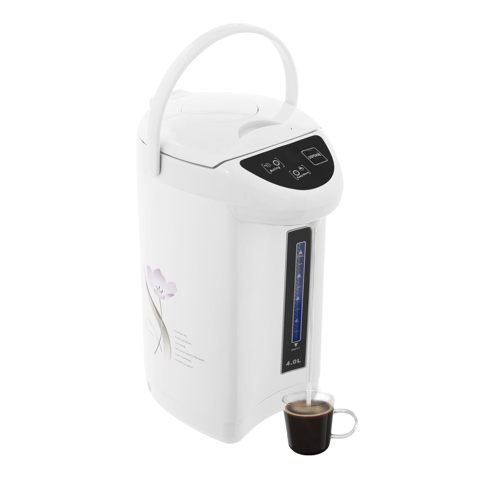 Electric Water Boiler &amp; Warmer, Hot Water Dispenser, Stainless Steel Water Boiler with 3 Mode Water Discharge Methods, Instant Heating for Tea, Coffee (White, 4L/135oz)