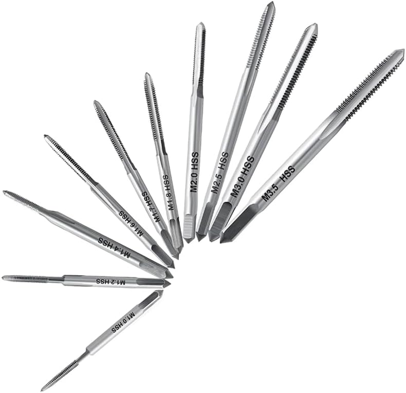 10Pcs Micro-Taps for Watches Tapping,Mini Spiral Flute Taps Machine Tap Sets Metric Straight Flute Coarse Thread M1-M3.5