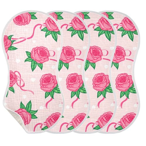 Baby Burp Cloths, Soft Absorbent Burping Cloths for Babies, Cotton Milk Spit Up Rags, Large Size for Newborns, Baby Boys and Girls (Floral Ribbon Print)3