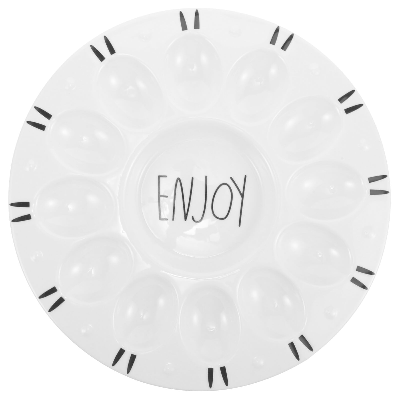 DOITOOL Plateau à Œufs pour Présenter Œufs Mimosa pour Pâques en Céramique Blanc Compartiments Multiples Facile à Nettoyer Lors de Repas Festifs