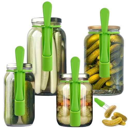 Yungyan 4 Pack Pickle Fork for Jar Stainless Steel Pickle Grabber Tool Spears Gifts for Kitchen Gadgets Lovers Olive Housewarming(Green)