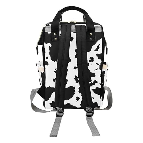 Miniatura 2 de Bolsa de pañales con estampado de vaca y negro y blanco, mochila con nombre personalizado para bebé, bolsa de pañales de enfermería, bolsa de viaje