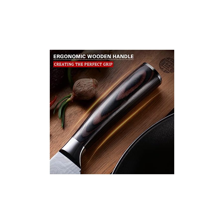 OWUYUXI Chef Knife, 8 Inch Kitchen Knife, Professional Japanese AUS-10V Super Stainless Steel Chefs Knife with Ergonomic Handle, Durable Sharp Cooking Knife with Gift Box.