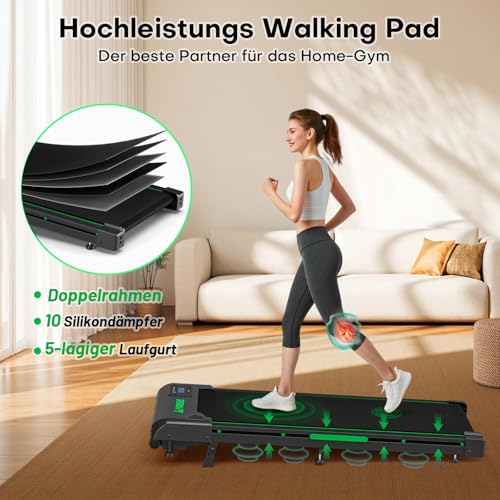 FOUSAE Walking Pad, 1-10 km/h für Zuhause mit 9% Steigung (Grün) - 6