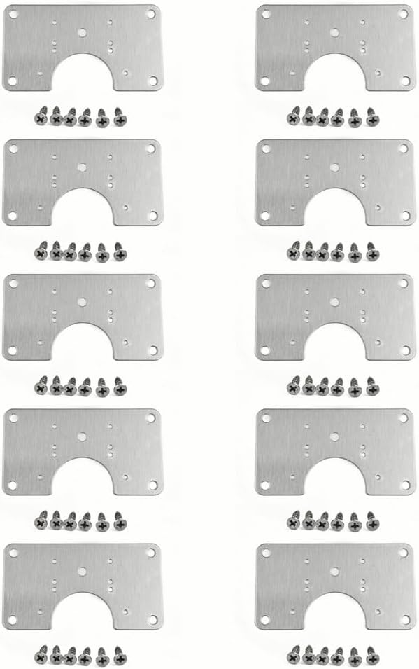 Stainless Steel Hinge Repair Plate for Cabinet Doors – 90 mm × 50 mm Rust-Resistant Mounting Cover Plate with Screws, Kitchen Cabinet Hinge Fixing Kit(10pcs)