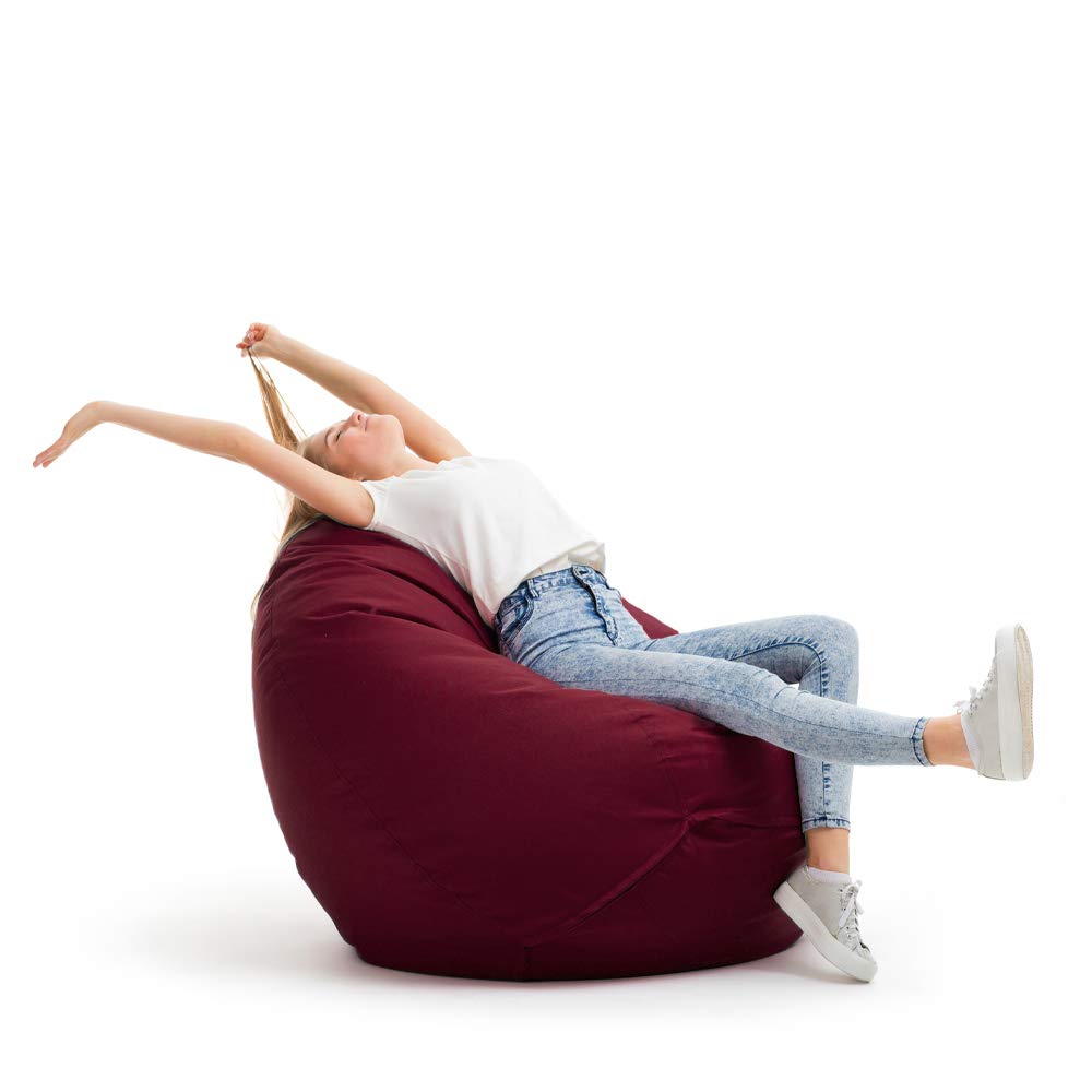 Bruni Pouf Classico M en Bordeaux – Fauteuil Poire pour Chambre et Salon, Beanbag Intérieur et Extérieur, Lavable, Pouffe pour Adolescents