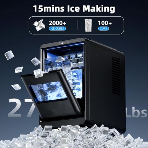 Image of Antarctic Star Countertop Crescent Ice Maker, Slow-Melting Ice Cubes | 27 Lbs /24H Output, 16 Cubes in 15 Mins, One-Touch Self-Cleaning & 24H Timer, Ideal for Kitchen, Office, RV & Parties