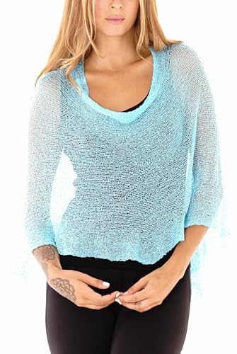 Image of SHU-SHI Womens Sheer Knit Poncho Shrug Lightweight Cover Up One Size Fits Most
