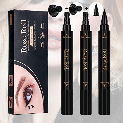2 in 1 Eyeliner Stamp Winged Waterproof and Smudge proof 2 Pens Perfect Wing Cat Eye Stamp Long Lasting Liquid Eye Liner