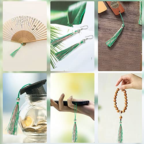Vapker 50 Pieces Bookmark Tassels 13Cm/5-Inch Silky Handmade Soft Tassels Floss Mini Tassels With 2-Inch Cord Loop For Diy Projects(Green And Light Pink) #TOP3