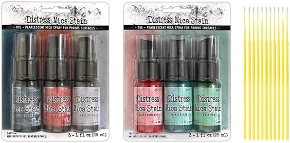 Ranger Tim Holtz Distress - Paquete de 6 botellas de una onza (colección Mica Holiday que incluye juegos 5 y 6) palitos de detalle