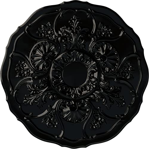 Image of Ekena Millwork CM22CNBPS 22 OD x 1 1 /2 P Cornelia Ceiling Medallion fits Canopies up to 4 inch, Black Pearl