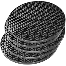 TENOC Silicone Non-Slip, Heat Resistant & Water-Trapping Trivet Mats for Water Glasses & Teacup & Coffee Cup & Dishes & Cookware, Multipurpose Kitchen Table Coaster, 3.5-Inch, 5 Pcs, Black