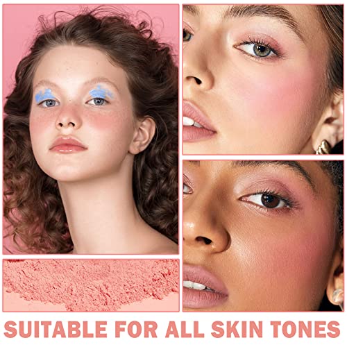 Natural Blush Loose Powder Blush Pink Air Cushion Blush Natural Face Blusher For Cheeks Tint, Matte Single Color Blush Long Lasting Waterproof Pink Korean Blush Powder Makeup - 01# Coral Red #TOP4
