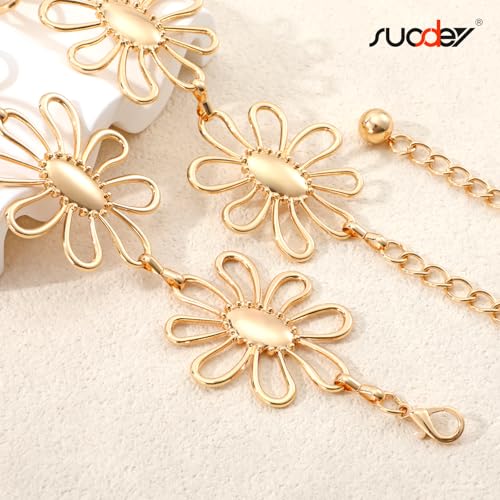 SUOSDEY Western Metal Concho Belt for Women Cowgirl Waist Chain Belt for Boho Dresse Jeans Country Concert Outfit2