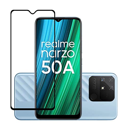 Image of Screen Protector for RealMe Narzo 50A (Black) Tempered Glass Edge-to-Edge 6D Screen Guard With Installation Kit
