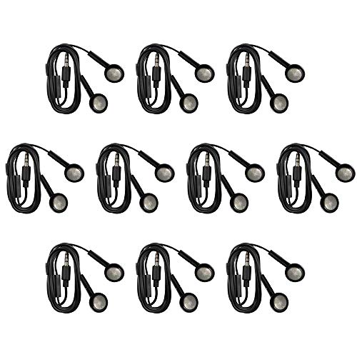 Harper Grove Headphone Set, 3.5mm Earphone Earbud Headset with Built-In Mic and Pause/Play Button, 10 Pack, for LG G2 G3 G4 G5 G6 K3 K4 K7 K8 K10 Optimus Zone 3 Stylo 2 Tribute 5 V10 - Black