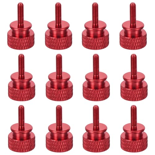 QUARKZMAN 12 Piezas M3x10mm Tornillo de Pulgar Moleteado para Caja de Ordenador Tornillos Roscados de Apriete Manual Aleación de Aluminio para Caja de PC Rojo Vino