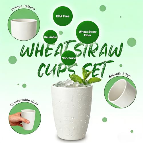 Image of Unbreakable Plastic Drinking Cups, 12 OZ White Kids Cups Set of 6