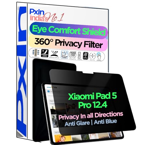 Image of PxIn Tablet Privacy Screen Guard compatible with Xiaomi Pad 5 Pro 12.4 | No.1 | Anti Glare | Anti Blue Light | Anti UV | 4 Way Privacy Filter | 360 Privacy | Eye Protect