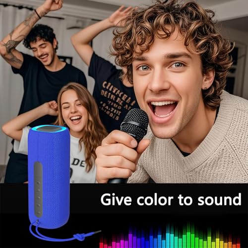 Image of PEICHENG Bluetooth Speaker, Portable Wireless Clear Loud Stereo Sound IPX5 Waterproof with RGB Lights BT5.3 Long Playtime TWS Pairing,for Home Party Outdoor Beach,Great Gift Choice (Blue)