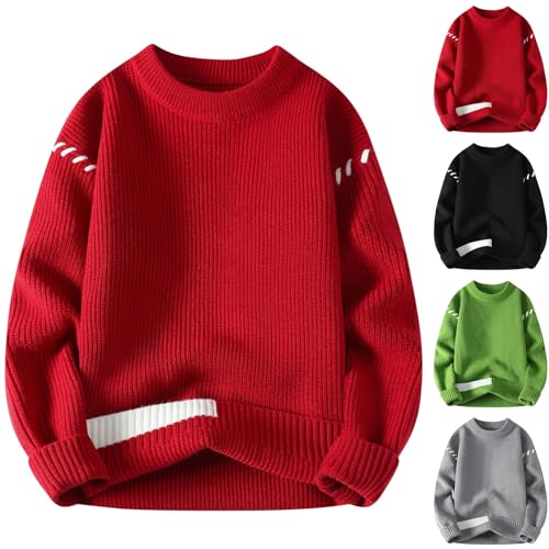 Cambkatl Men's Fashion Color Block Crewneck Sweaters - Cozy Soft Winter Casual Long Sleeve Pullover Chunky Knit Sweater Tops2