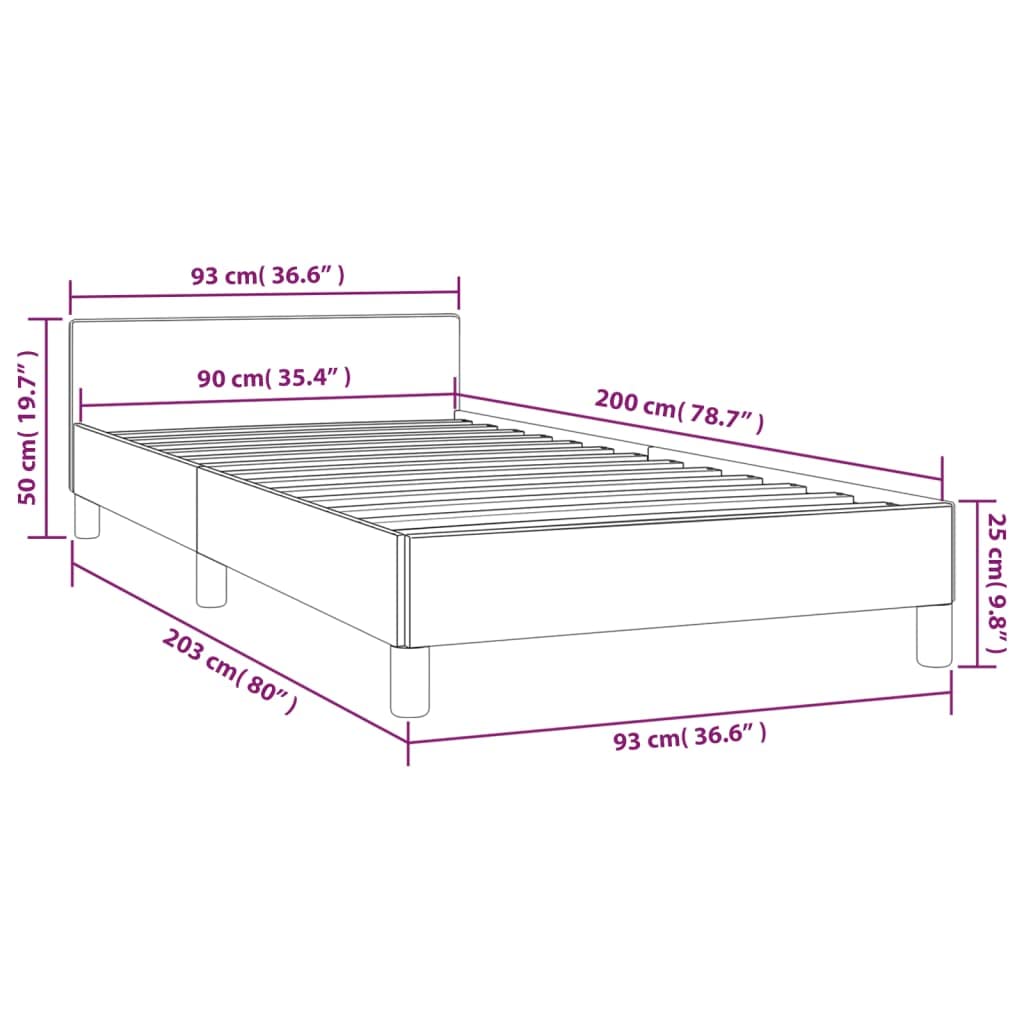 Tidyard Bettgestell mit Kopfteil, Bettrahmen mit Lattenrost, Bett Polsterbett Schlafzimmerbett Einzelbett, Cappuccino-Braun 90x200 cm Kunstleder