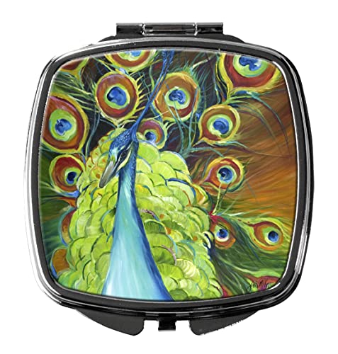Caroline's Treasures JMK1209SCM Peacock Compact Mirror Decorative Travel Makeup Mirror for Women Girls Gifts Pocket Makeup Mirror Folding Handheld