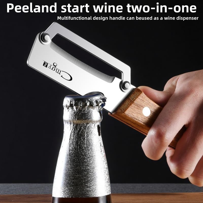 Image of Multi-Functional Premium Vegetable Peeler,Suitable for Fruits,potatoes, Sugar Cane, Pumpkin,carrot peeler,stainless steel Wooden handle peeler Kitcheng tool With bottle opener (1Pcs)