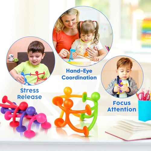 Image of Suction Cup Fidget Sensory Toys: 48 Pack Suction Cup People Toys Fidget Toy for Autism Autistic ADHD Kids Ages 3+, Creative Travel Toy Idea for Boys Girls, Fidget Toys Bulk for Classroom