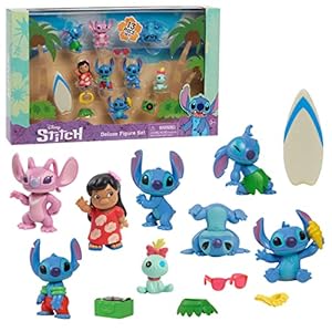 STITCH Disney, Coffret 13 pièces , avec 7 Figurines, et 6 Accessoires, Jouets pour Enfants à partir de 3 Ans, GIOCHI PREZIOSI, TTC00