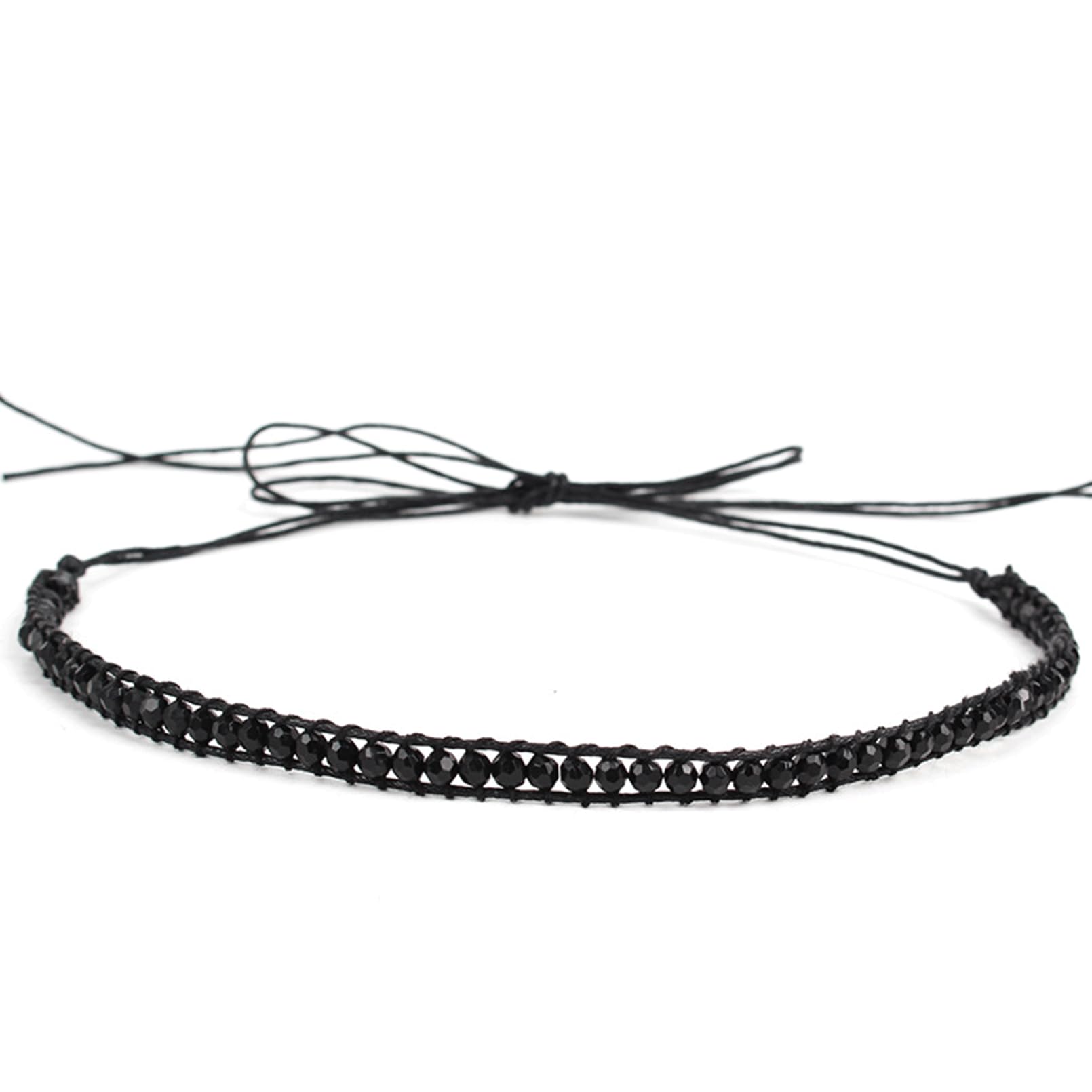 Lusstiazz Cowboy Hat Band for Women & Men, Black Beaded Hat Band for Straw Hat Fedora - Hand Made, Replaceable (Black Agate)