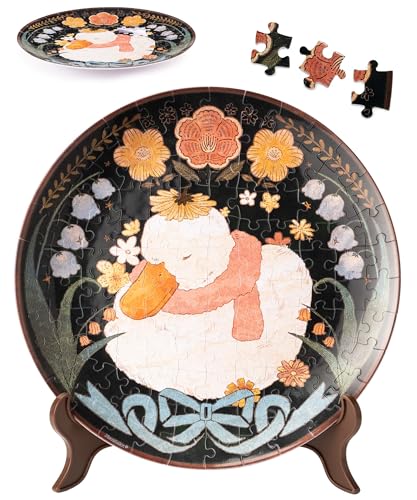 Image of PieceRelax 3D Puzzle Plate 124 Pieces - Dreaming in Night Garden - Jigsaw Puzzle for Adults, Decorative Plate with Durable Plastic Pieces, Ideal Gift for Home or Office Decor [PL1020]