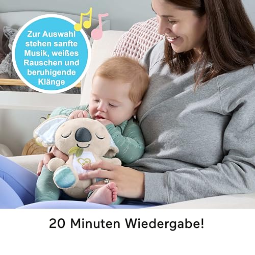 Fisher-Price Baby-Spielzeug für unterwegs Koala-Spieluhr, Plüsch-Spieluhr mit weißem Rauschen und Musik für Neugeborene ab einem Alter von 0 Monaten, JBD65