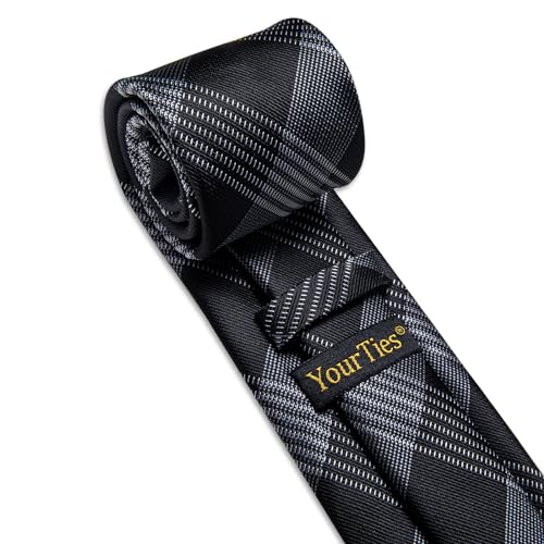 Image of YourTies Silk Paisley Floral Tie and Pocket Square Cufflinks with Lapel Pin Sets for Men 5PC Wedding Party
