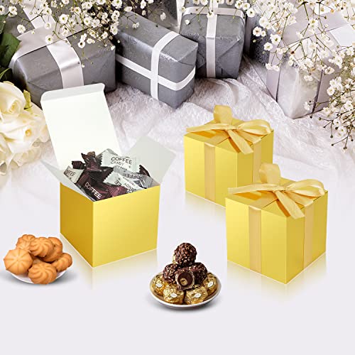 Doyide 50 Pack Small Gift Boxes, 2X2X2 Favor Boxes Gold Paper Gift Boxes With Lids For Presents, Crafting, Cupcake Boxes, Gifts, Candy Boxes For Wedding Party Bridal Shower Baby Shower Favors #TOP1