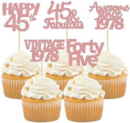 Gyufise 30Pcs Rose Gold Vintage 1943 Cupcake Toppers 80th Birthday Cupcake Toppers Awesome Since 1943 Hello 80 Cake Topper Seventy 80 & fabulous Cupcake Picks 80th Birthday Cake Decorations Supplies