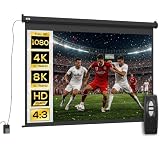 HOMCOM Telo Proiettore Motorizzato da 84 Pollici 4K HD Formato 4:3 Nero