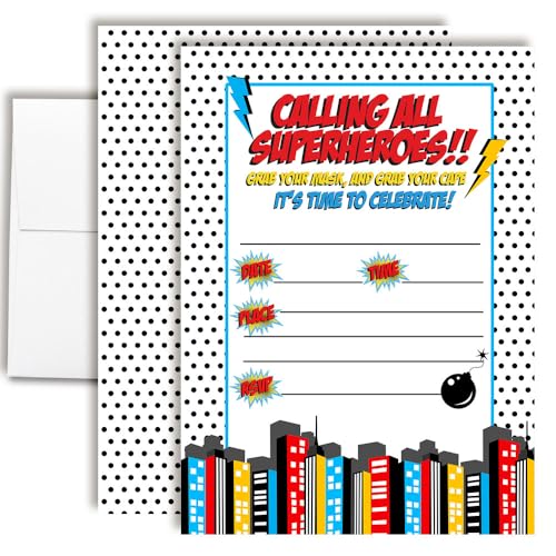 Cartes d'invitation Super Hero Boy AmandaCreation pour partager le bonheur d'un bel anniversaire