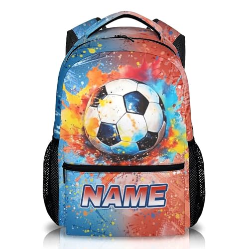 KAXVZER School Backpacks for Kids 6-8, Personalized Soccer Backpack for Boys Girls Children Teens, 17'' Large Capacity Sports Bookbag Supplies for Elementary Preschool, Back to School Gifts