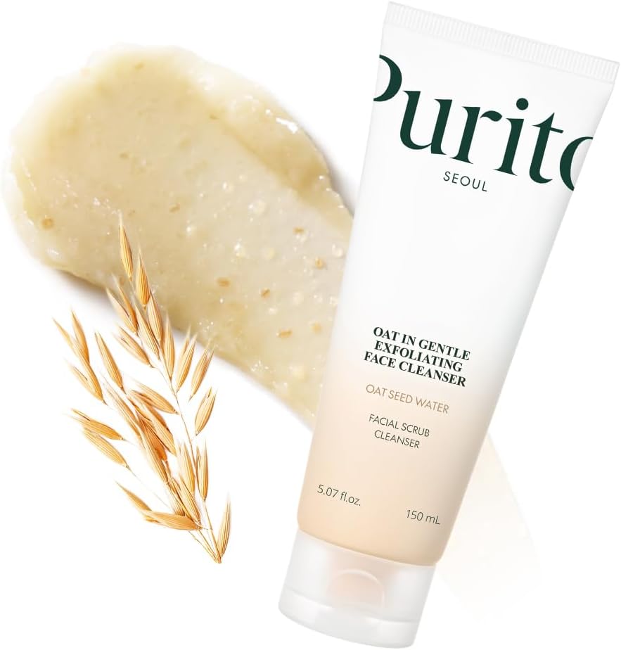 Purito Oat Exfoliating Facial Polish Cleanser – Hydrating Daily Face Wash Gentle Scrub Clay for Pore Minimizing Panthenol, Oat Seed Water Vegan, Non-comedogenic Korean Skin Care 150ml