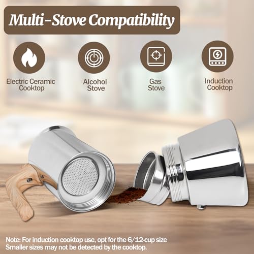 Image of 6 Cup Thickened Moka Pot 304 Stainless Steel 300ml