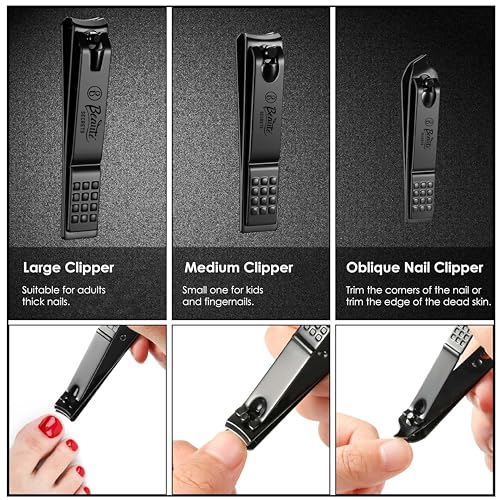 Beauté Secrets Nail Clippers, Sharp Sturdy Toenail Clippers for Adult Men Women 3 pcs Thick Nail Cutter Professional Fingernail Clipper Trimmer Set - Image 4