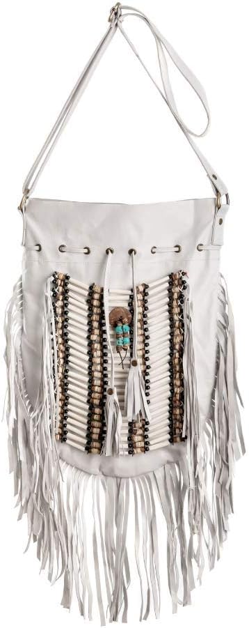 Boho Bag Round L | Real Leather | Fringe Purse | Bohemian Bags