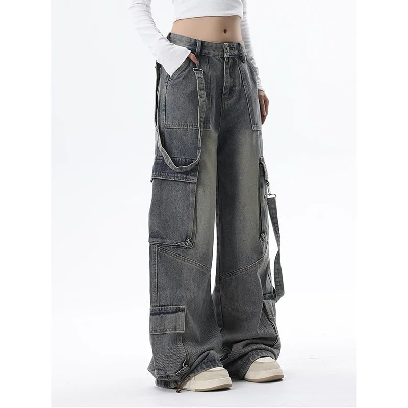 Vintage Aesthetic Cargo Pants Women Y2K Clothing Multi-Pocket Baggy Jeans Fairy Grunge Clothes Alt Emo Streetwear4