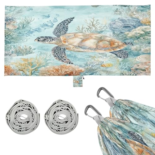 Haskirky Sea Turtle Camping Hammock, Single Portable Hammocks with Tree Straps & Attached Carry Bag, 330Lbs Capacity Perfect for Outside Indoor Hiking Beach Backpack Travel