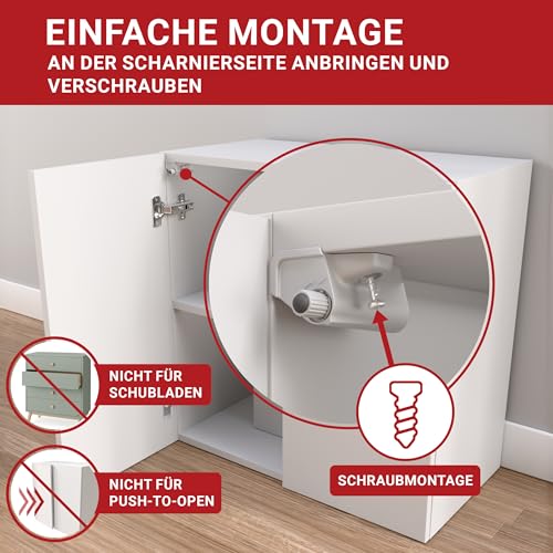 LouMaxx Softclose Türdämpfer 8er Set Möbeltürdämpfer grau – Schranktür Dämpfer – Soft close Türdämpfer Schrank zum Softclose nachrüsten von Schranktüren