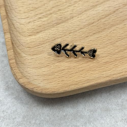 Image of Black Fish Bones Enamel Pin Collect Cute Arts Metal Cartoon Brooch Backpack Clothes Collar Minimalism Lapel Badges Jewelry