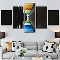 SIGNWIN 5 Panel Canvas Wall Art Architecture & Maps Closeup Cool Industrial Multicolor Patterns for Home Decorations Ready to Hang - 60